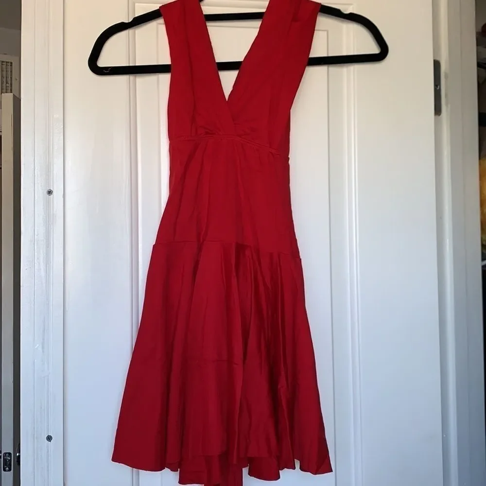 MotionWear Red Plunge Dress Medium Child 8-10